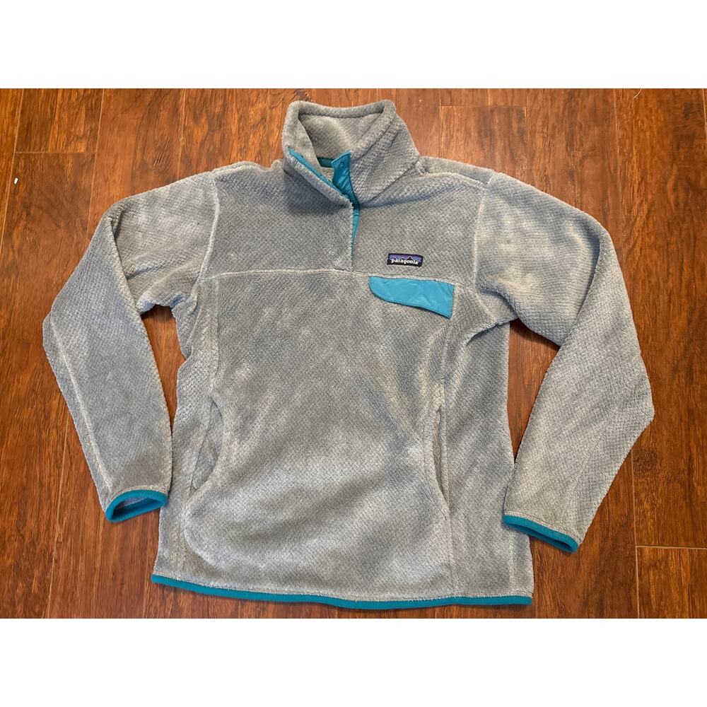 Patagonia Gray Teal Re Tool Snap T Pullover Fleece Medium Button Collar Womens